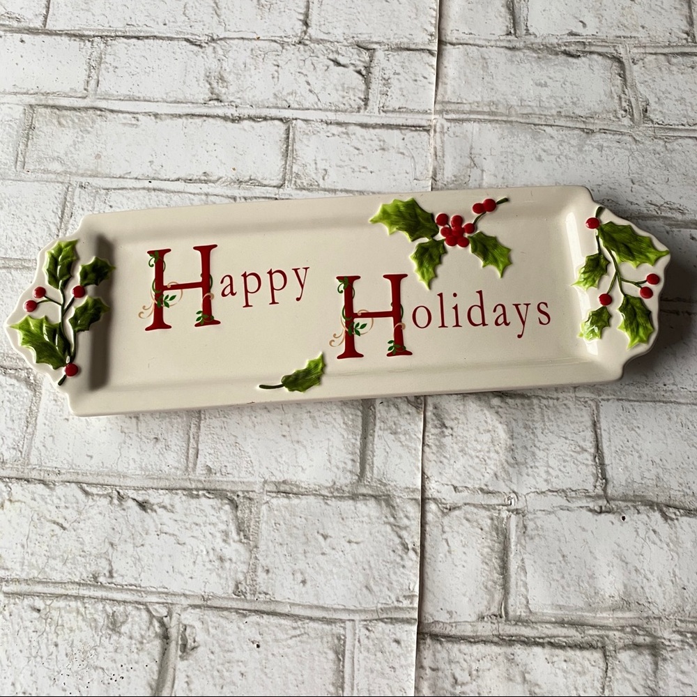 St Nicholas Square Happy Holidays Ceramic Tray
